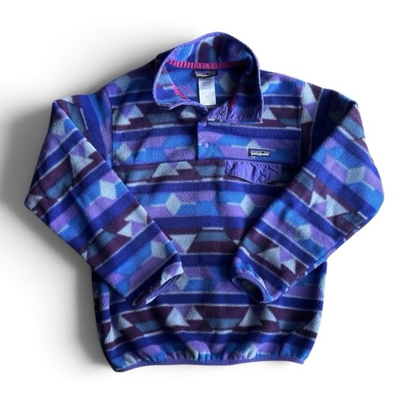Patagonia Sweaters - Patagonia Synchilla Snap-T Fleece Aztek Womens Size Small S Tango Purple Sweater